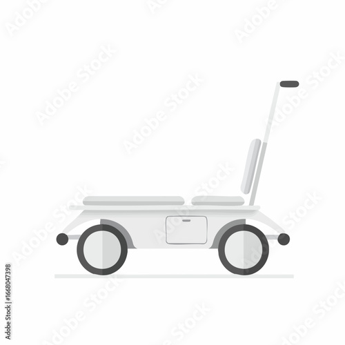 Simple Grey Medical Cart with Padded Surface and Handle