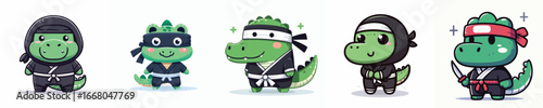 cute crocodile vector in ninja costume