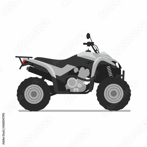 Gray Side Profile of a Four-Wheeled ATV Vehicle
