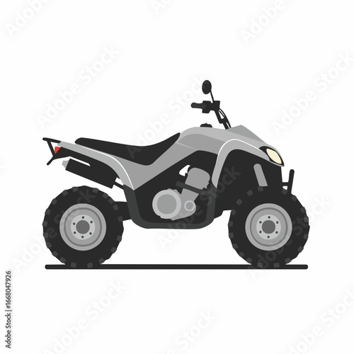Gray and Black ATV with Knobby Tires and Rear Taillight Illustration