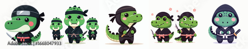 cute crocodile vector in ninja costume