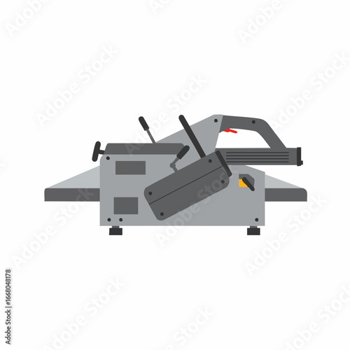 Gray Industrial Planer with Control Panels and Exhaust