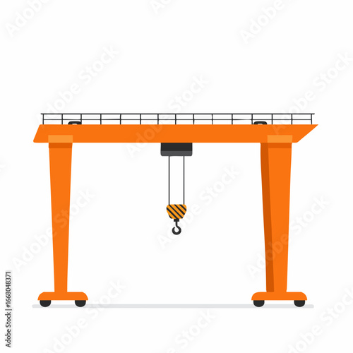 Orange Gantry Crane with Hook and Safety Stripes
