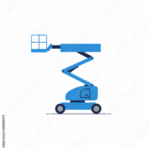 Blue Aerial Lift Platform Illustration for Construction and Maintenance