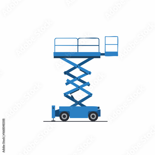 Blue Elevated Platform Work Vehicle Illustration