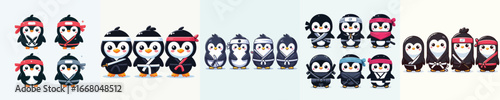 cute penguin vector in ninja costume