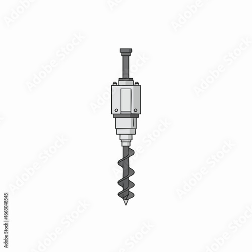 Detailed Illustration of a Construction Auger Drill for Earthworks.
