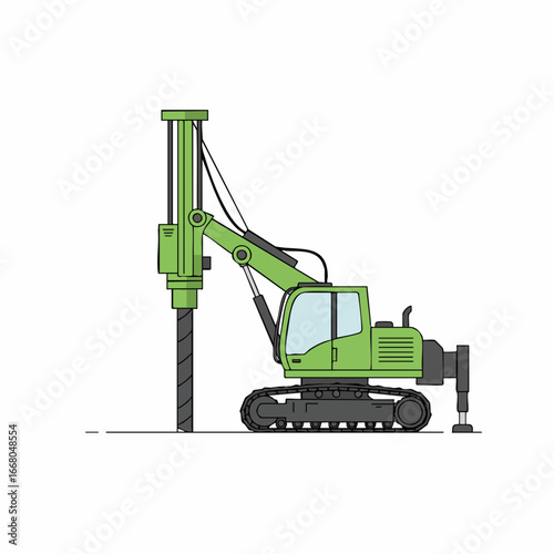 Green Crawler Mounted Drilling Rig Illustration