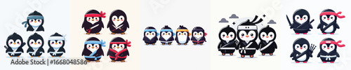 cute penguin vector in ninja costume