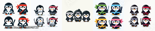 cute penguin vector in ninja costume