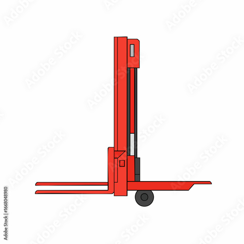 Side Profile of a Red Electric Pallet Stacker