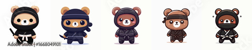 cute bear vector in ninja costume