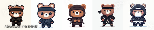 cute bear vector in ninja costume