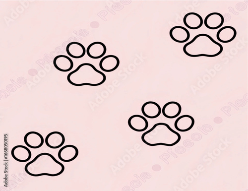 Dog paw print seamless pattern, puppy paw illustration, clean vector animal track icons
