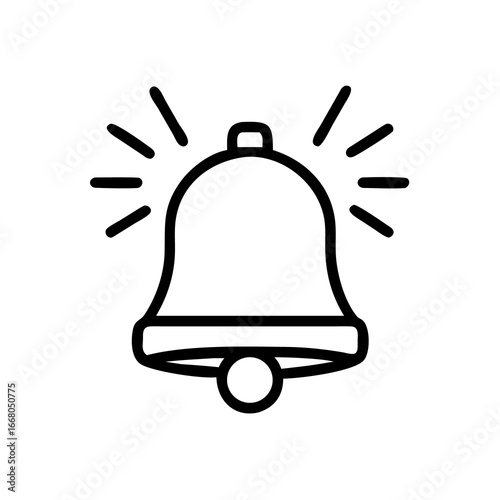 Ringing bell icon vector illustration alarm notification alert symbol outline isolated on white background on transparent background