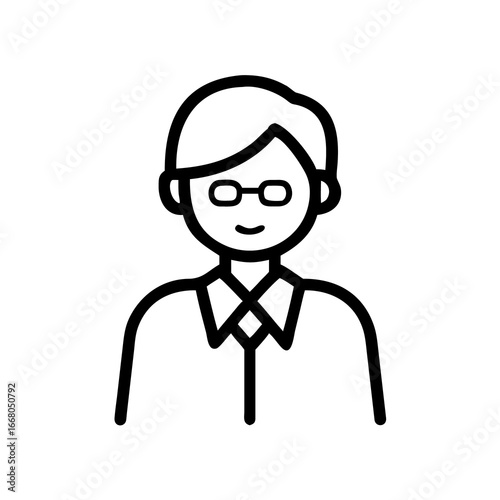 Man with glasses icon vector illustration of person outline style avatar profile user interface design 100char on transparent background