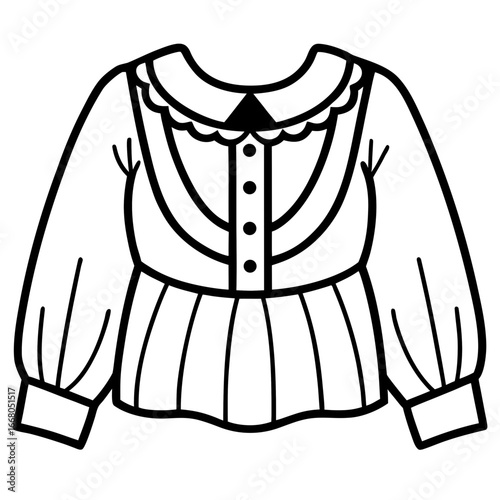 Peasant Blouse Outline Vector