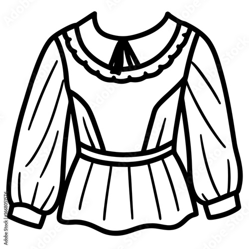 Peasant Blouse Outline Vector