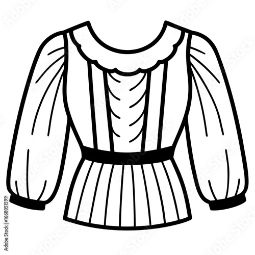 Peasant Blouse Outline Vector