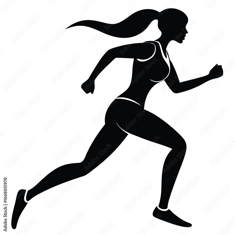 Fototapeta premium Athletic woman running silhouette fitness sport