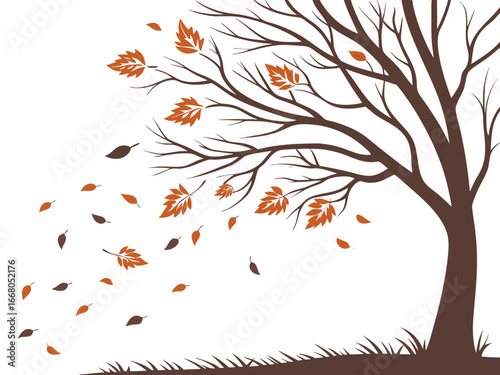 Golden leaves falling in sunlight, autumn season. Autumn maple leaves in vibrant orange and red hues falling. Autumn leaves falling in park