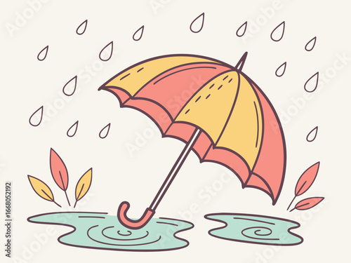 Rain and umbrella, autumn rain, cold and cool, autumn evenings