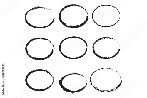 Ink Brush Stroke Elements – Grunge Circles, Squares, and Frames