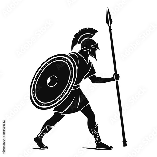 Ancient warrior spear and shield silhouette