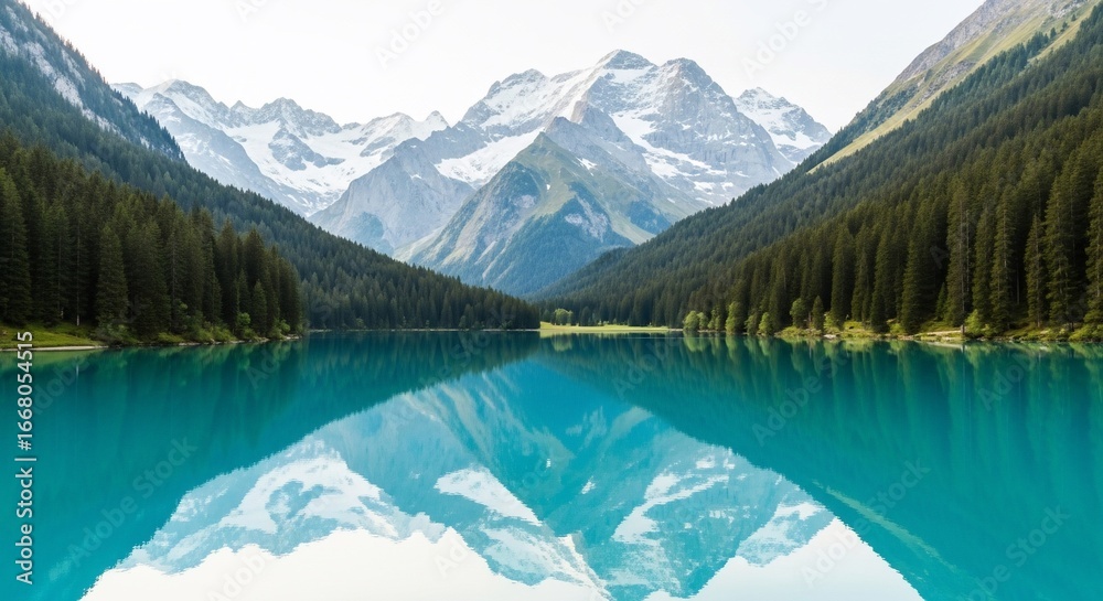 Naklejka premium Serene Mountain Lake Reflection in the Alps