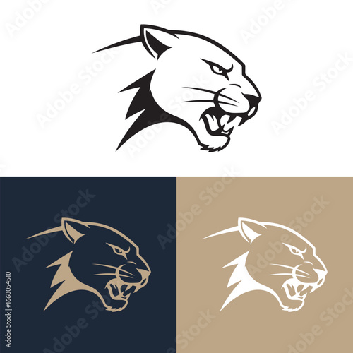 Aggressive Panther Head Mascot Logo Design