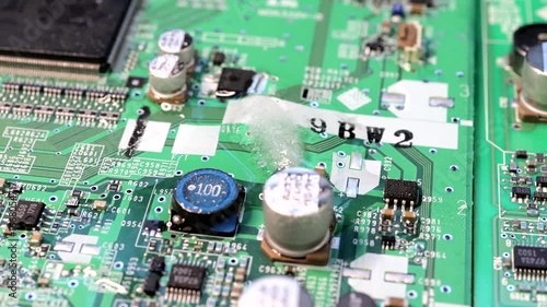 Sendai, Miyagi Prefecture, August 26, 2025.Video of ice melting on a circuit board, symbolizing hardware fragility, environmental risks, and the irreversible nature of technological and ecological cha