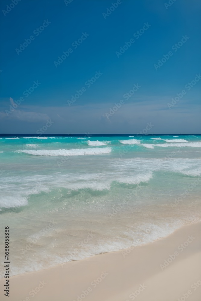 Obraz premium Cancun Beach with Turquoise Water and White Sand