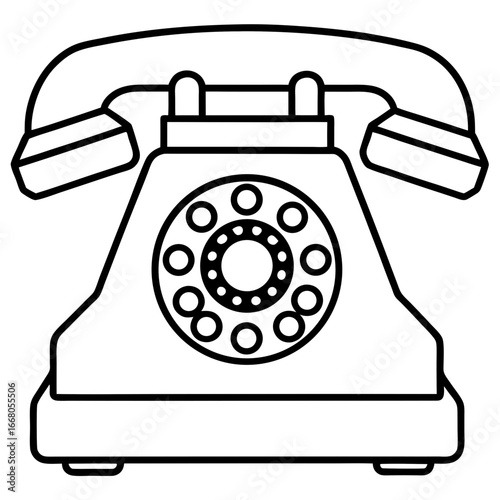 Retro Rotary Telephone - Vintage Art Vector