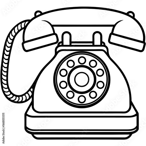 Retro Rotary Telephone - Vintage Art Vector