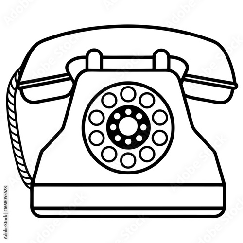 Retro Rotary Telephone - Vintage Art Vector