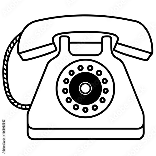 Retro Rotary Telephone - Vintage Art Vector