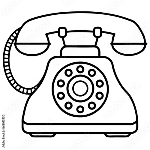 Retro Rotary Telephone - Vintage Art Vector