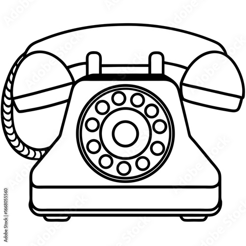 Retro Rotary Telephone - Vintage Art Vector