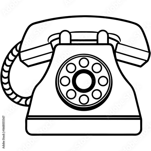 Retro Rotary Telephone - Vintage Art Vector