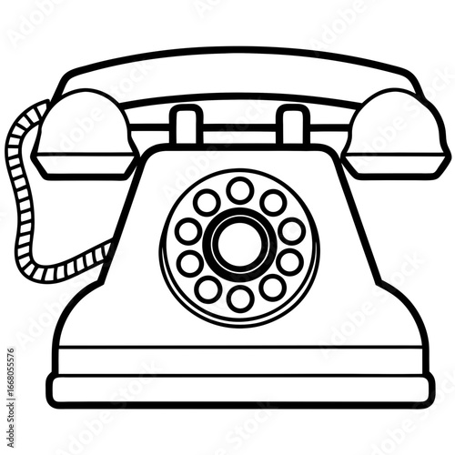 Retro Rotary Telephone - Vintage Art Vector