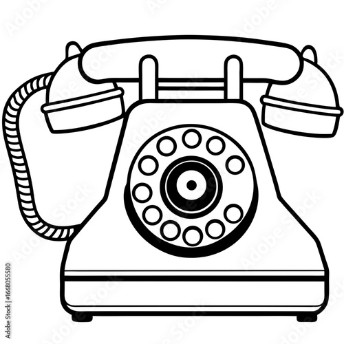 Retro Rotary Telephone - Vintage Art Vector