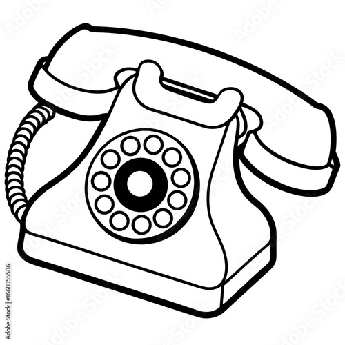Retro Rotary Telephone - Vintage Art Vector