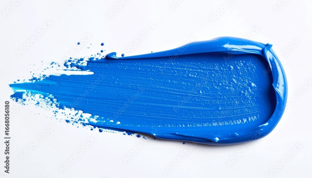 Fototapeta premium A vibrant smear of blue paint, textured and glossy, against a clean white background.