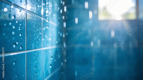 Shower Wall with Water Droplets