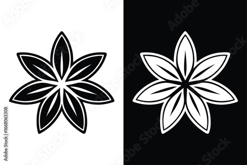 Aromatic Star Anise Spice Silhouette Icon Vector Design Collection