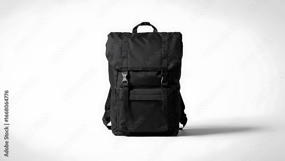 Naklejka premium Black casual backpack isolated on white background