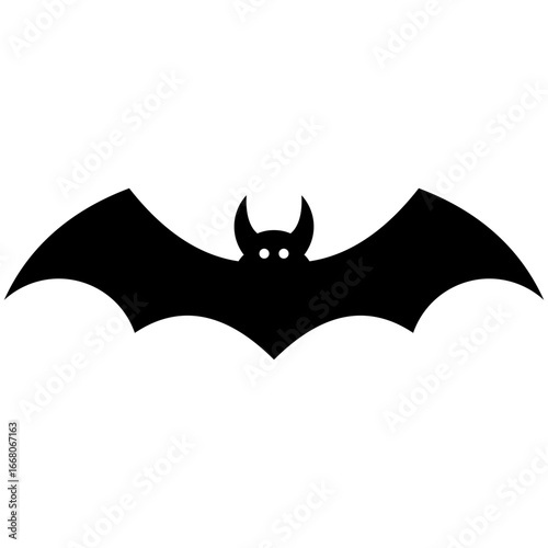 Flying Bat Silhouette Icon. Halloween Vampire Bat Vector Symbol