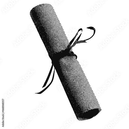 School graduation diploma halftone grunge vector design element