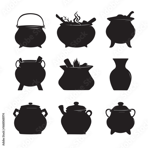 set of pots vector