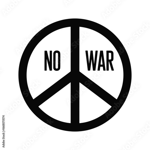 A powerful peace sign icon with a clear "NO WAR" message.

